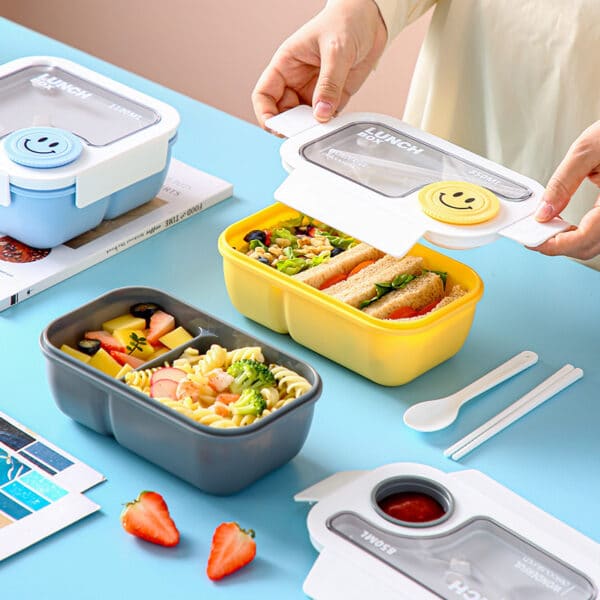 Simple Smiling Pattern Micorwaveable Lunch Box - 图片 3