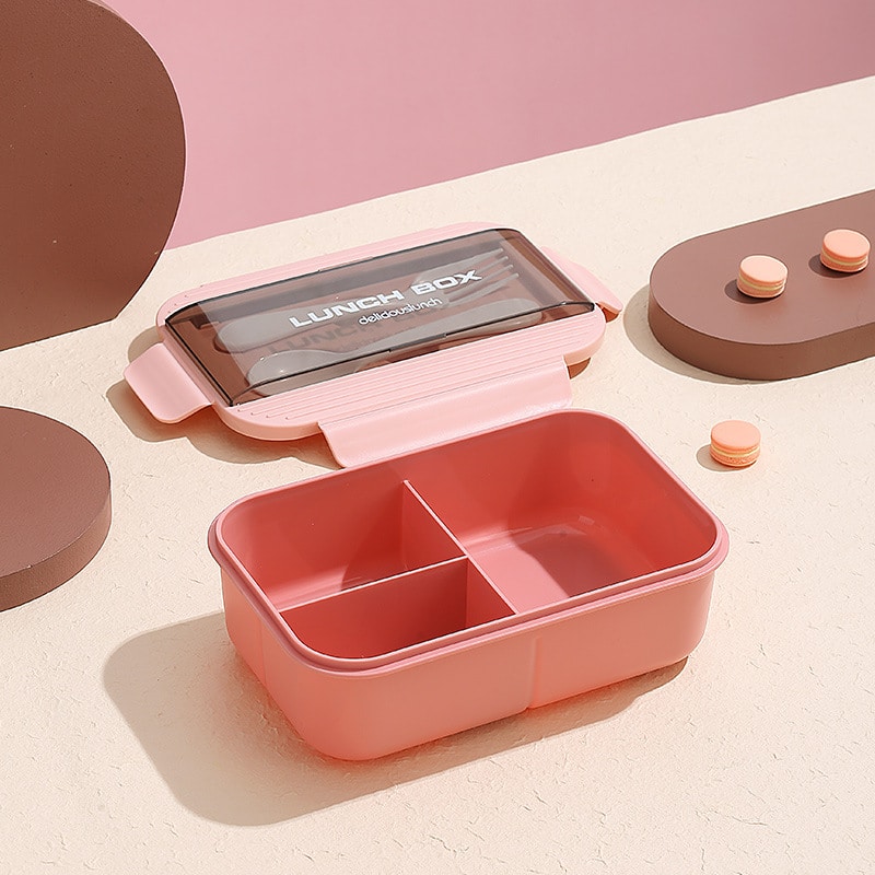 Plastic Simple Three Compartments Lunch Box - 图片 3
