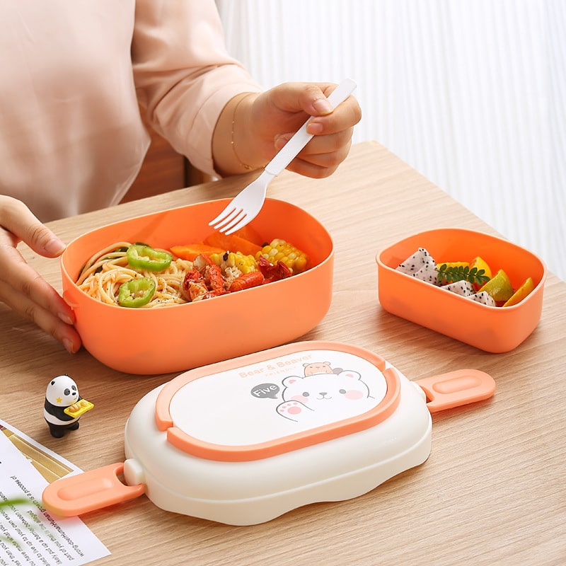 Double Layer Plastic Microwaveable Lunch Box - 图片 3