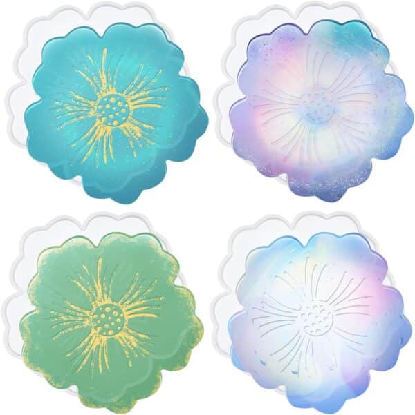 Petal Shaped Silicone Coaster with Custom Logo - 图片 3