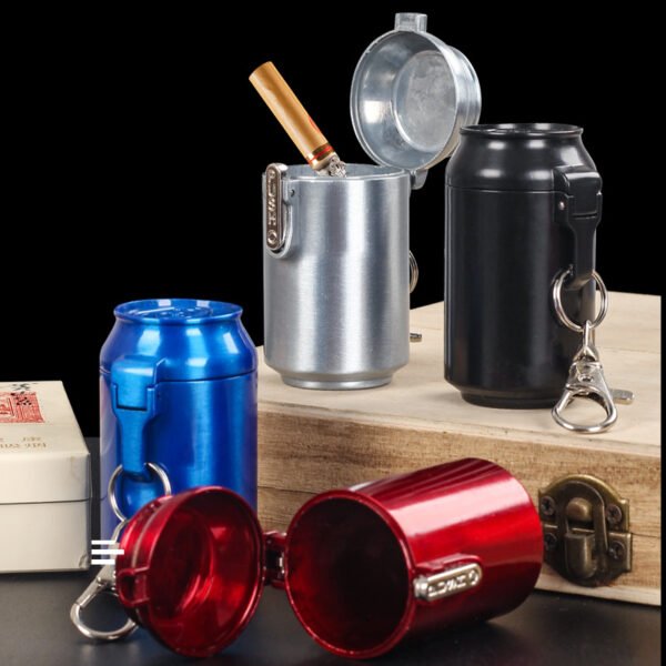 Portable Outdoor Stainless Steel Cola Can-Shaped Ashtray - Image 3