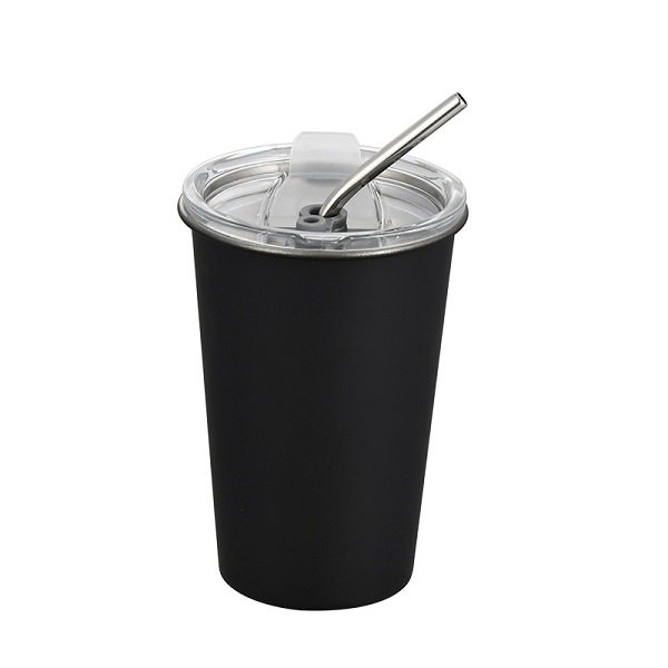 Single Wall 304 Stainless Steel 17 oz Beer Cup with Lid and Straw - Image 3