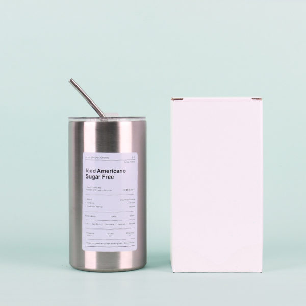 Portable 12oz Double Wall Vacuum Coffee Bottle with Straw - 图片 3