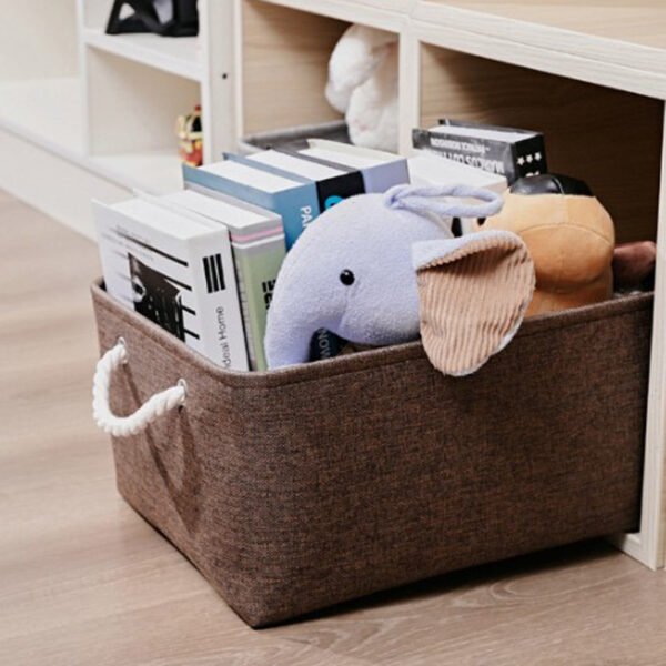 Linen Rectangular Handheld Storage Basket - Image 3