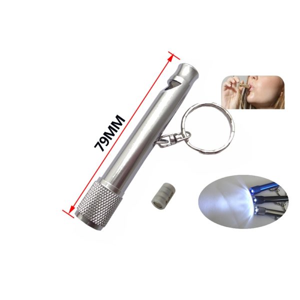 Multicolor Mini Portable Aluminum Flashlight with Keychain and Whistle - 图片 3