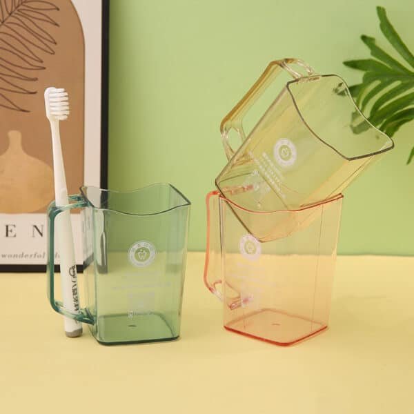 Transparent Square Plastic Mouthwash Mug 10OZ - 图片 3