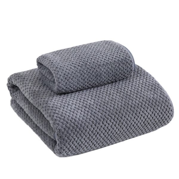 Coral Fleece Pineapple Check Large Bath Towel - 图片 3