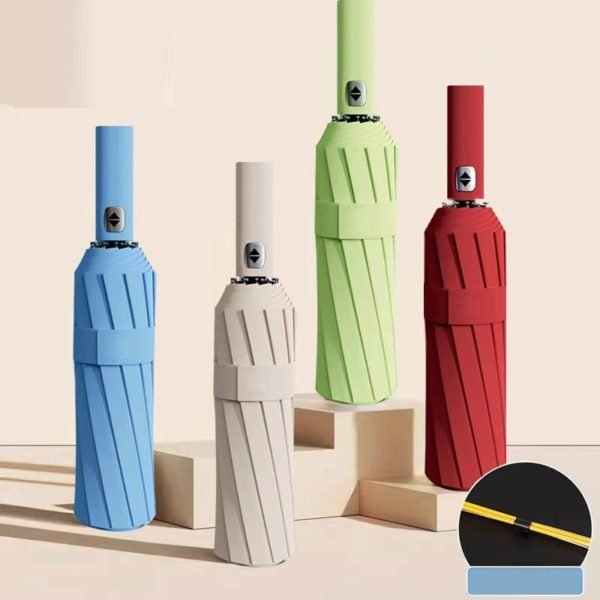 Vinyl 24-bone Automatic Folding Umbrella - 图片 3