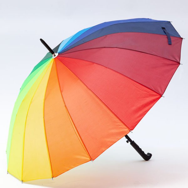 Windproof Rainbow Polyester Umbrella with 16 Ribs - 图片 3