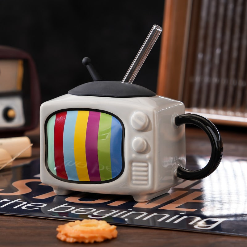 Fun TV-Shaped Straw Ceramic Mug - 图片 3