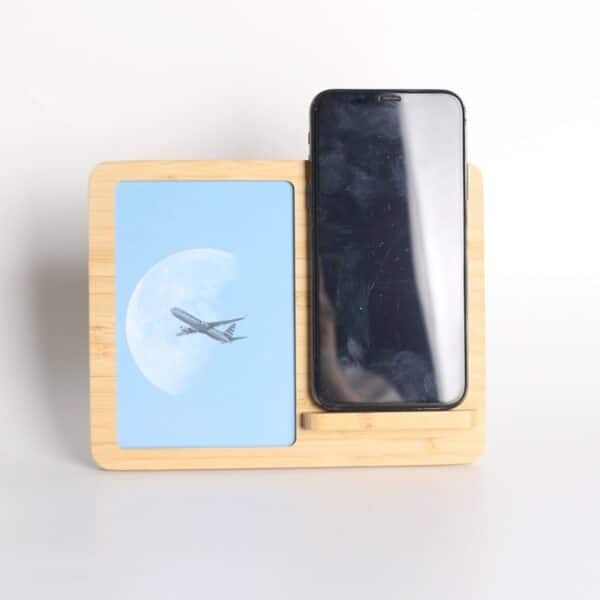 Desktop Photo Frame Bamboo Wireless Charger - 图片 3