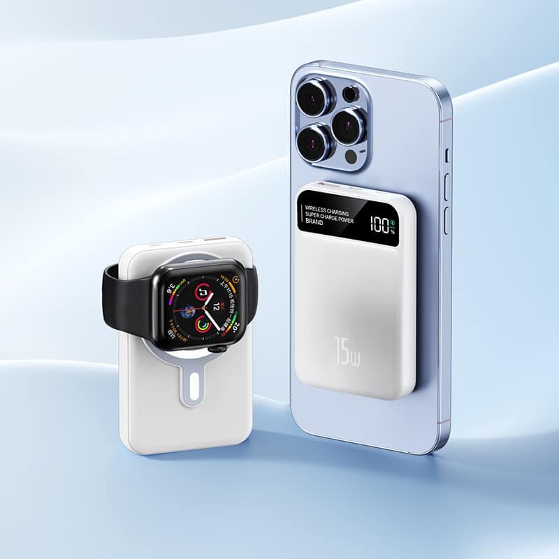 Magnetic 15w Wireless Fast Charging Apple iwatch & Cell Phone All-in-one Portable Power Bank - 图片 3