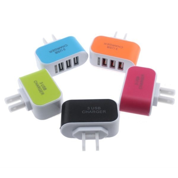 Illuminated 3USB Candy Colour Mobile Phone Charger - 图片 3