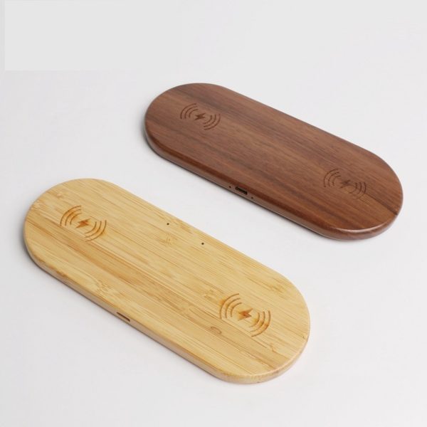 Bamboo 2-in-1 Desktop Wireless Charger-Customizable logo - 图片 3