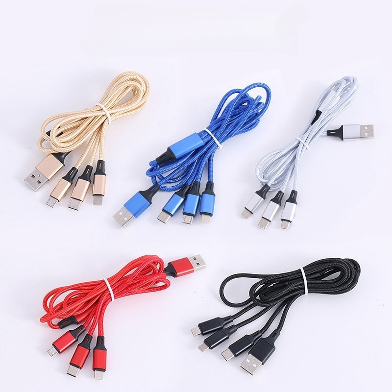 Portable Nylon Braided 3-in-1 Charging Cable - 图片 3