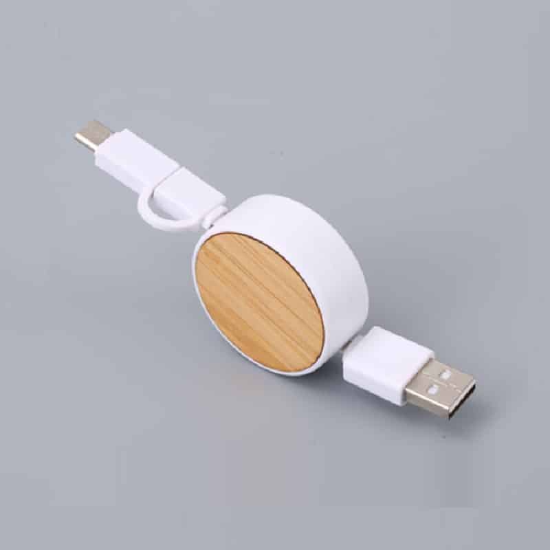 Square Wooden Biodegradable USB Charging Cable - 图片 3