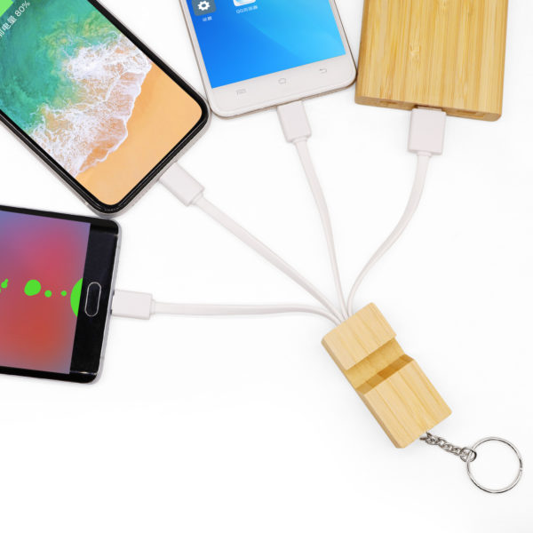 Bamboo Charging Cable/Keychain Phone Holeder - 图片 3