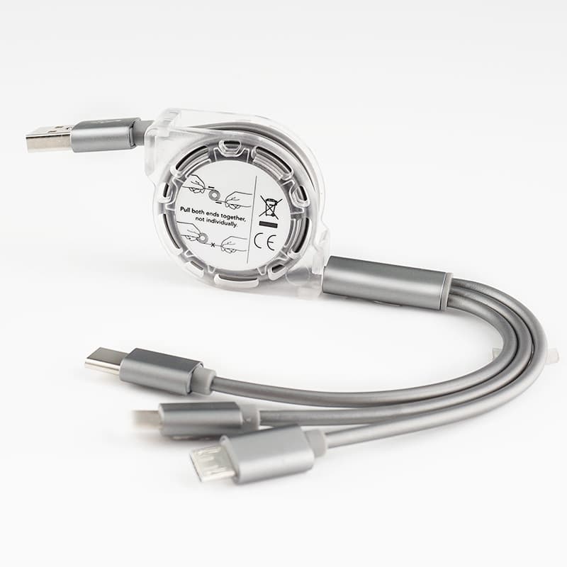 Retractable Promotional 4-in-1 Charging Cable - 图片 3