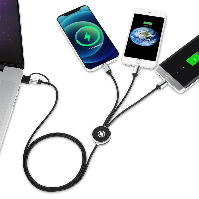Customized Luminous Nylon Braided 4 in 1 Charging Cable - 图片 3