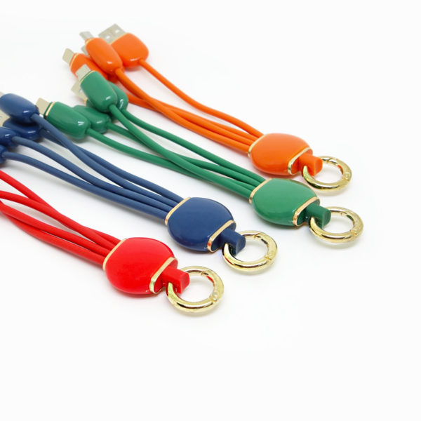 Multi-colored 3 In 1 Charging Cable With Keychain - 图片 3