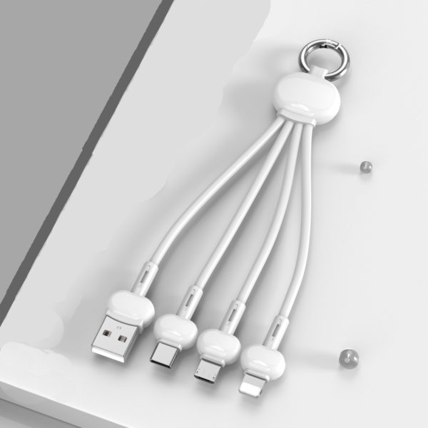 Candy Tone Color 3 In 1 Charging Cable With Keychain - 图片 3