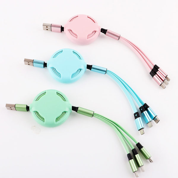Candy Color 3-in-1 Retractable Charging Cable - 图片 3