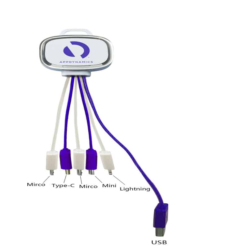 Luminous LED 5-in-1 Charging Cable Keychain - 图片 3