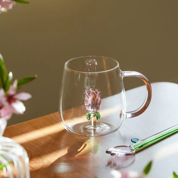 Creative 12-Ounce 3D Rose Glass Mug - Image 3