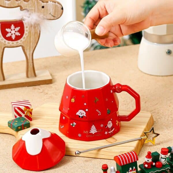 Red Christmas Tree-Shaped 15-Ounce Coffee Mug - 图片 3