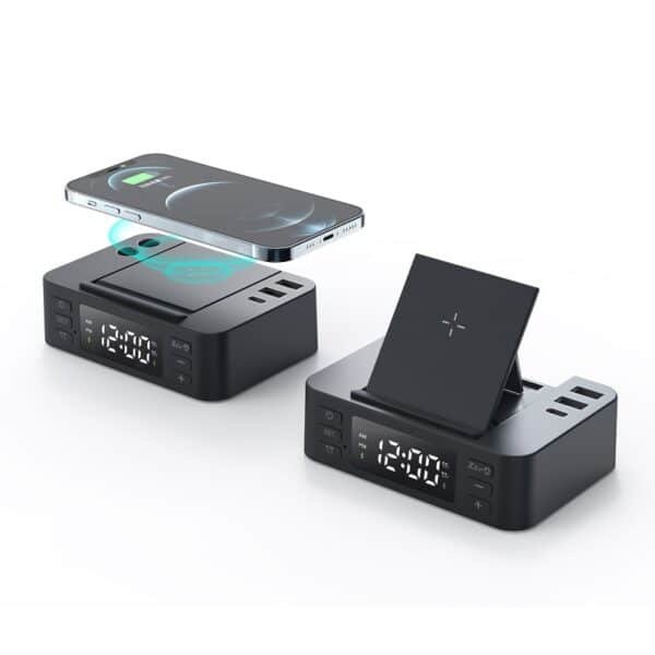 All-in-One Desktop Alarm Clock with Pen Holder and Wireless Charger - 图片 3