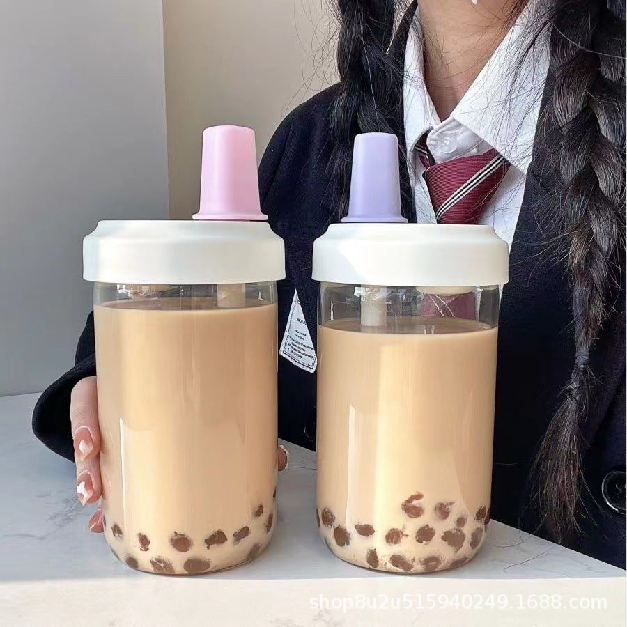 Large Capacity Bubble Tea and Coffee Glass Cup - 图片 3