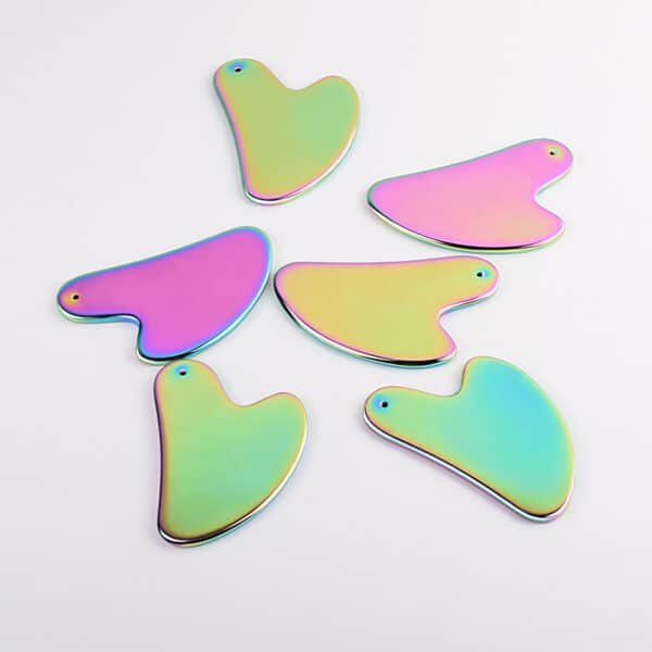 Customized Stainless Steel Colorful Heart-shaped Gua Sha Massager - 图片 3