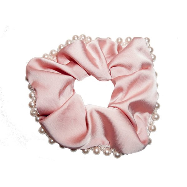 Satin Imitation Pearls Satin Scrunchy - 图片 3