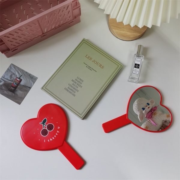 Custom Hand-Hold Heart Shape Cosmetic Mirror - 图片 3