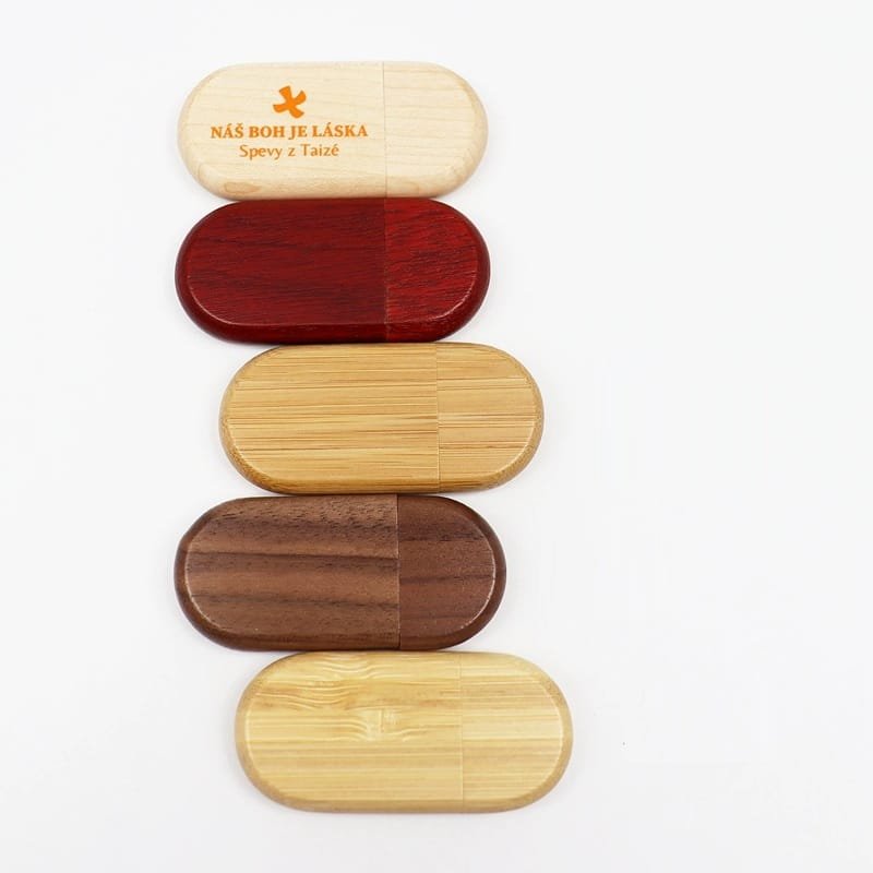 Oval Wooden USB Flash Drive - 图片 3