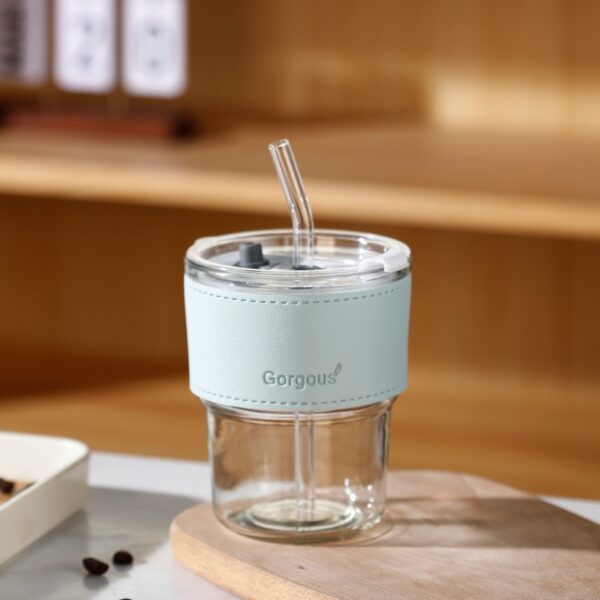 15oz Customized Clear Glasses with Straw and Cover - 图片 3