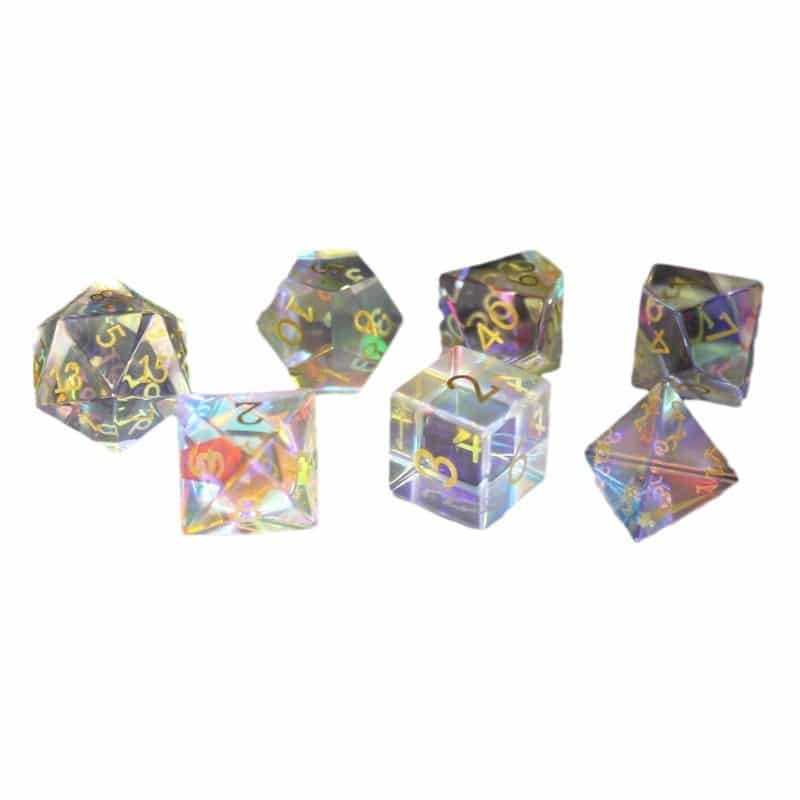 Customizable Iridescent Glass DND Polyhedral Dice Set - 图片 3