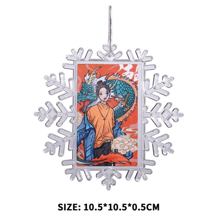 PVC Square Snowflake Christmas Ornament - 图片 3