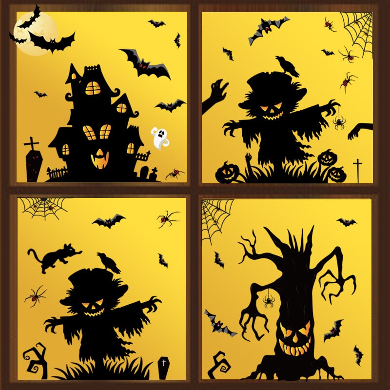 Halloween Scary Scarecrow Static Window Clings - 图片 3