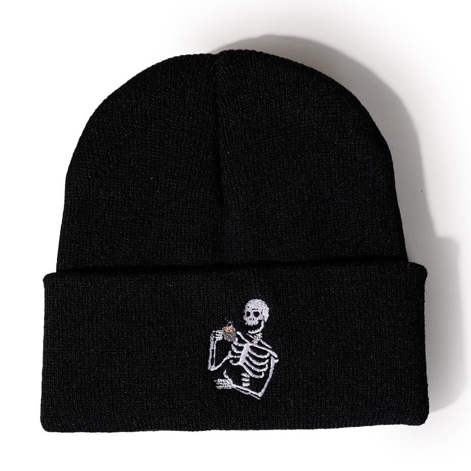 Halloween Horror Skull Series Embroidered Knitted Hat - 图片 3