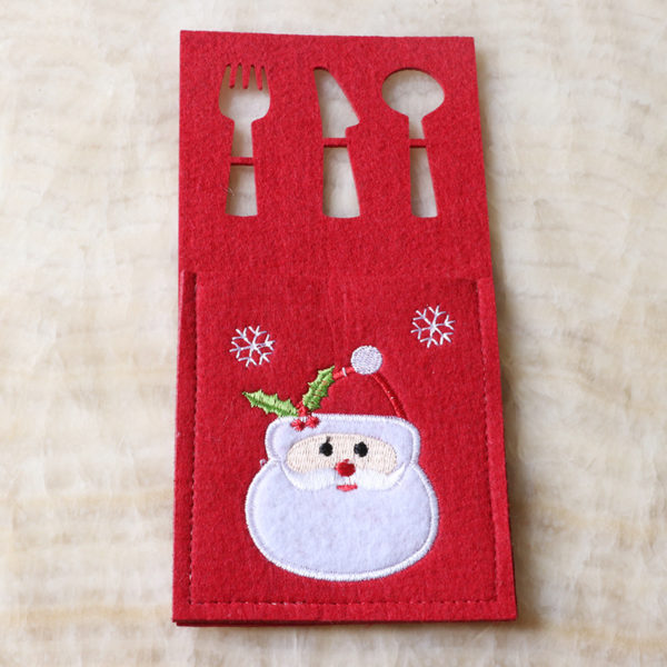 Custom Christmas Decorated Felt Bag for Knife Fork - 图片 3