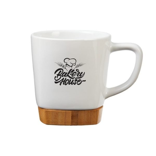Ceramic Mug with Removable Bamboo Coaster Bottom-10oz - Image 3
