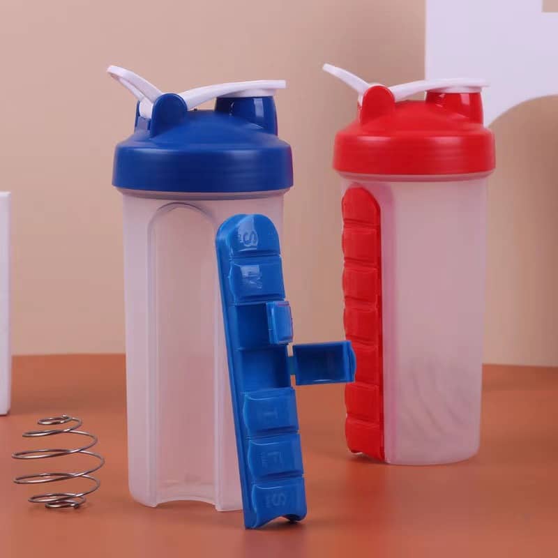 Sports & Fitness Shaker Protein Powder Mixing Cup Convenient with 7-Day Pillbox - 图片 3