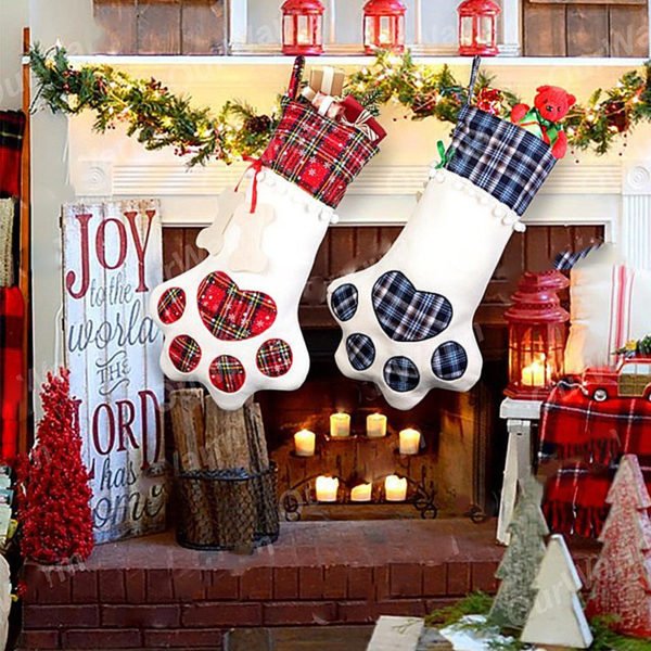 Gingham Dog Paws Christmas Socks - 图片 3