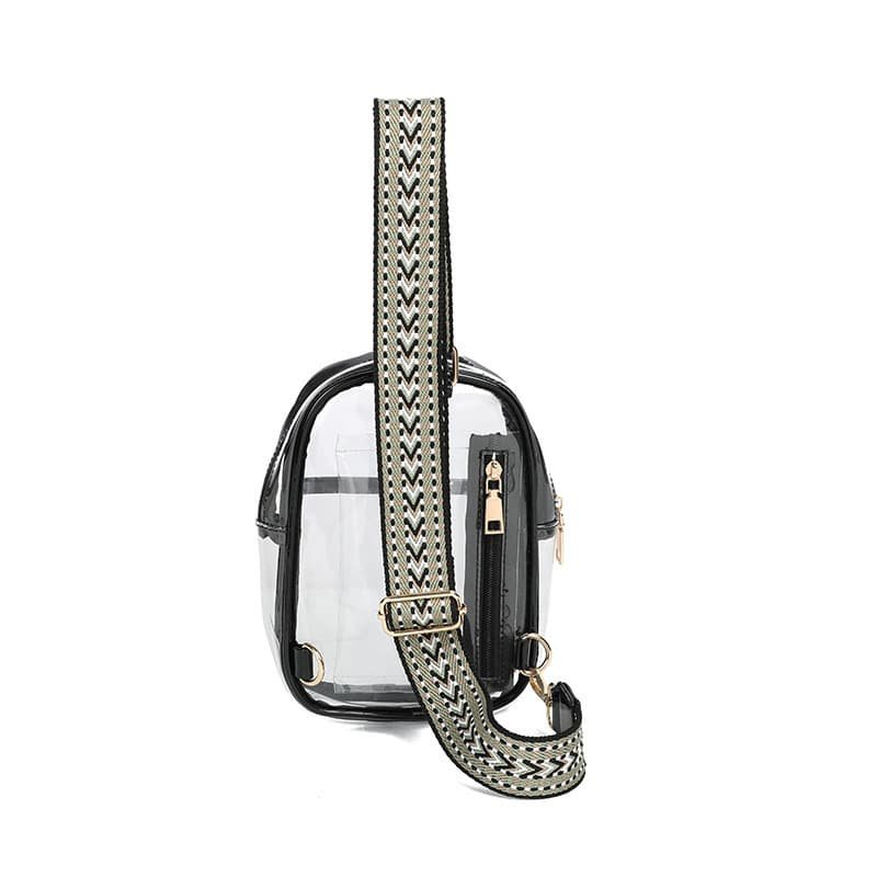 PVC Jacquard Shoulder Strap Transparent Women- Crossbody Bag - 图片 4