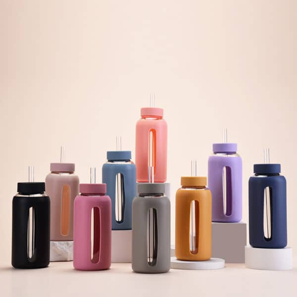 Glass Bottle with Silicone Sleeve And Straw - 图片 4