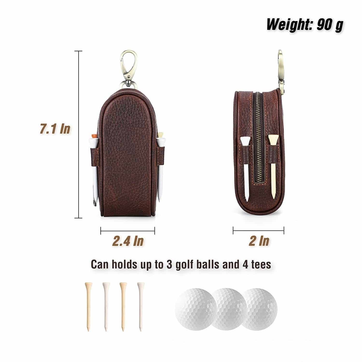 Litchi-Pattern Leather Golf Ball Pouch - Image 4