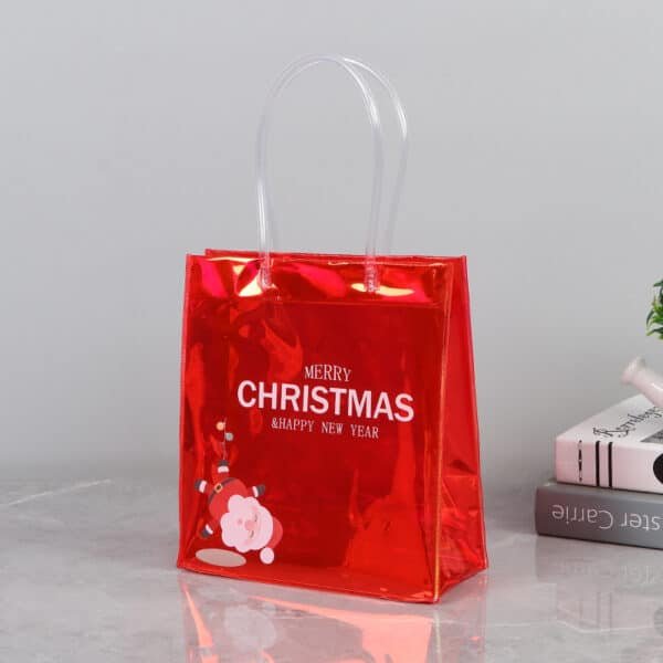 Red Christmas Gift Bag PVC Waterproof Clear Tote Bag - 图片 4