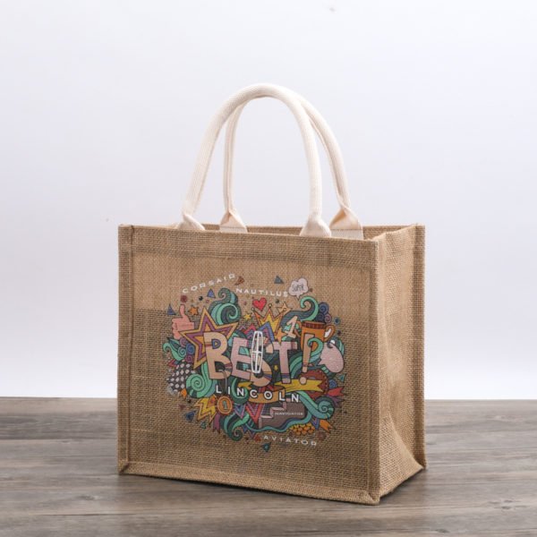 Reusable Jute Tote Bag With Custom Logo - Image 4