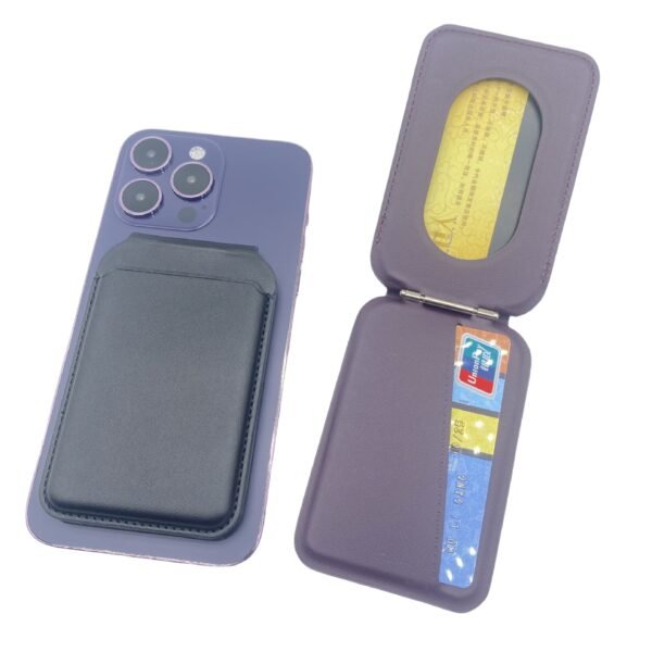 Cell Phone Magnetic PU Leather Card Holder With Stand - Image 4